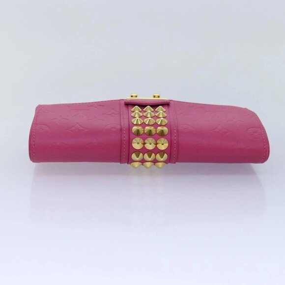 LOUIS VUITTON Monogram Pochette Courtney Bag Embossed leather Pink Auth - Picture 7 of 16